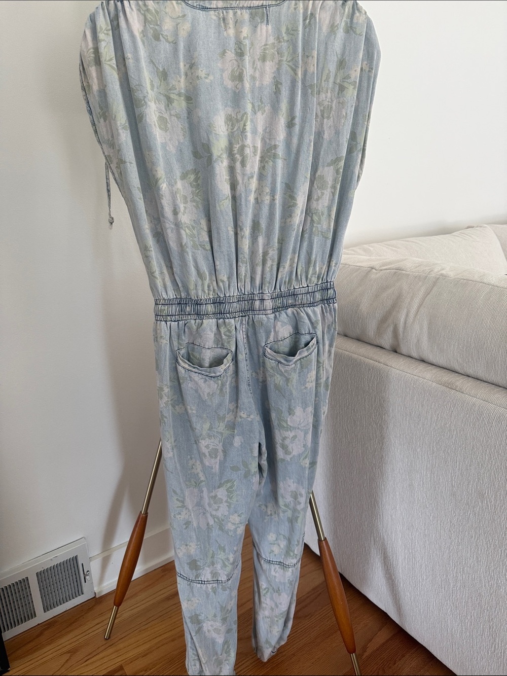 Vintage Havana Pale Blue Floral Wrap Jumpsuit - Picture 5 of 5